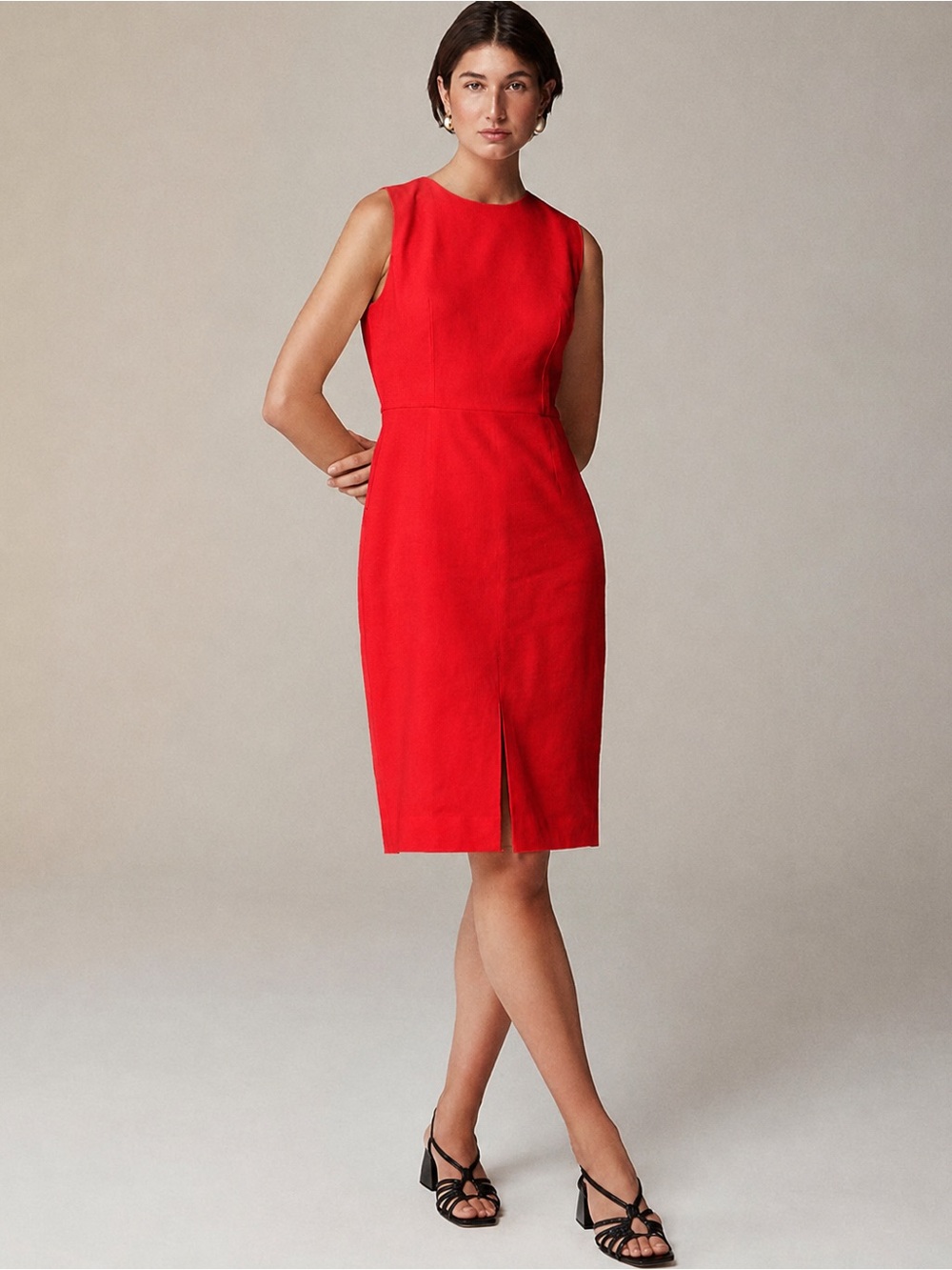 J.Crew Black Label Red Linen Blend Sheath Dress Size 8